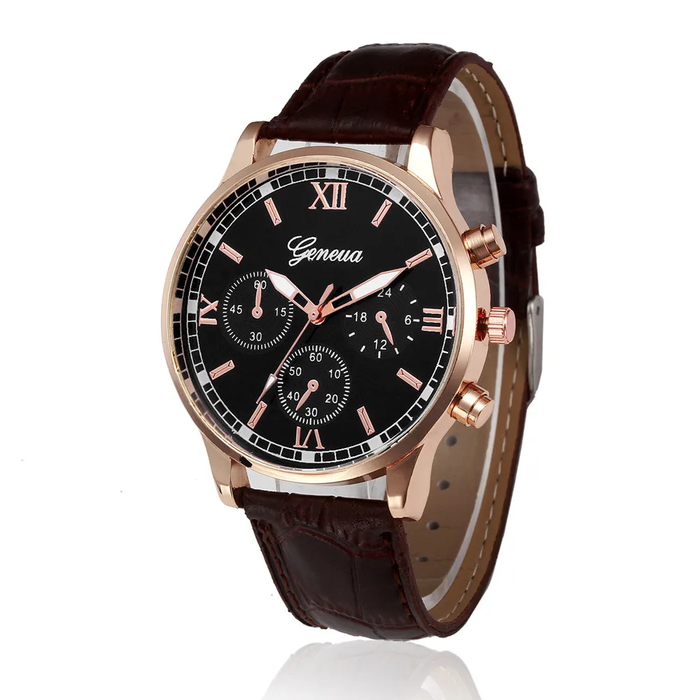 Geneva, классический дизайн, деловые часы для мужчин, кожаный ремешок, аналоговые кварцевые наручные часы, модные мужские часы, мужские часы Q1