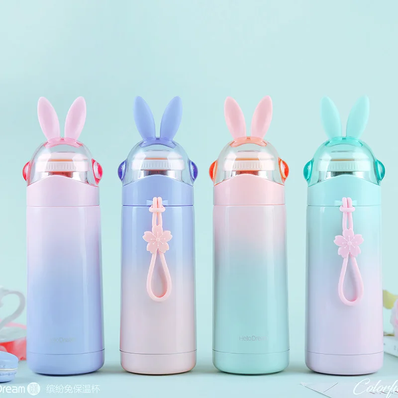

Stainless Steel Vacuum Flask Colorful Cute Couples Glass Colorful Rabbit Cartoon Tumbler Gift Customization Logo