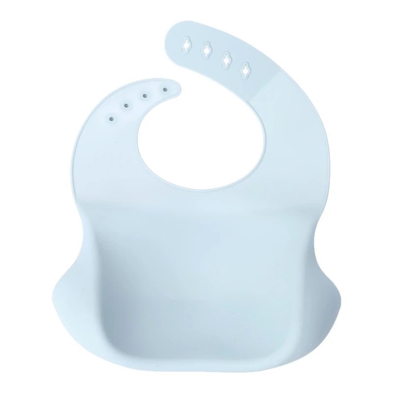 

Baby Soft Silicone Bib Infant Toddlers Solid Color Feeding Food Catcher Pocket