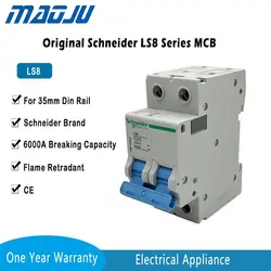 Original Schneider Brand Circuit Breaker LS8 Series 230V 380V 6-63A 1P 2P 3P 4P Air Switch Electric Control MCB