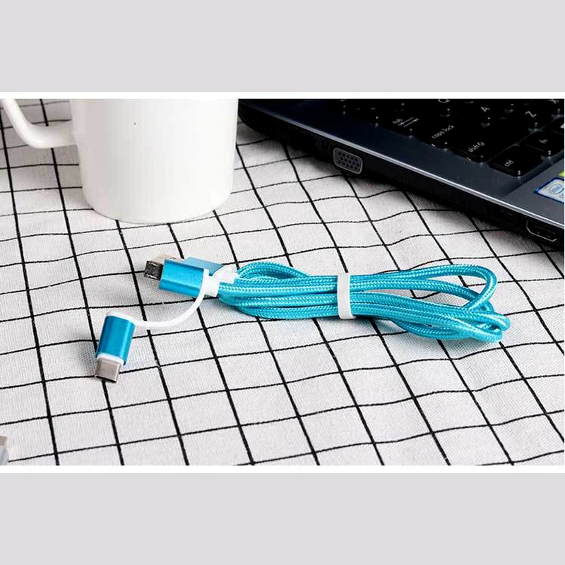 Micro and Type C 2 в 1 с разъемом микро-usb 1 м кабель micro usb кабель для передачи данных для кабель iphone 5 5s X XS MAX XRпровод для айфона быстро Зарядное устройство кабели для xiaomi redmi note 7 - Цвет: Micro and Type C
