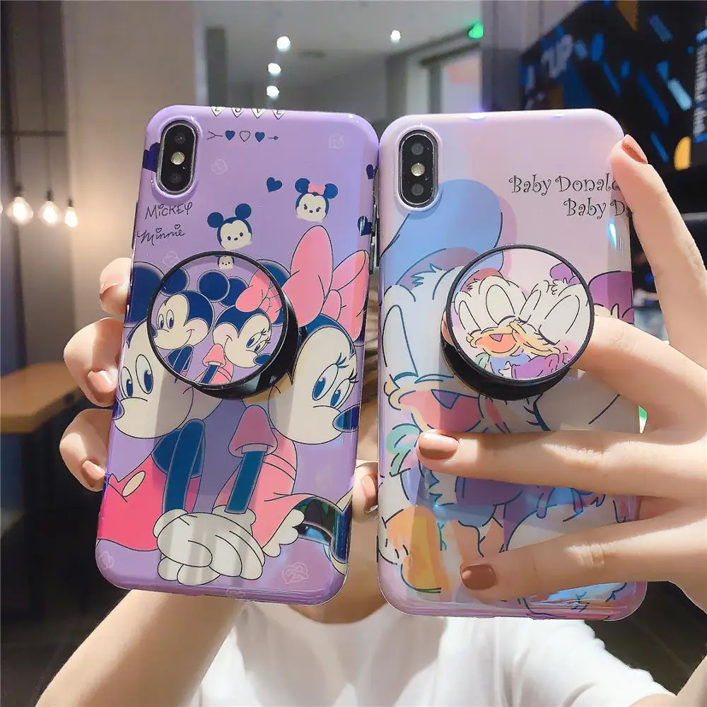 

Funny Cute Lovely Girly Cartoon Mouse Phone Case For iPhone X 8 7 6 6s Plus XS 11 Pro Max XR i7P i8P Holder Stand Cover Fundas