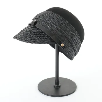 

01910-HH8071 WOOL patchwork straw star show lady VISORS cap women leisure hat