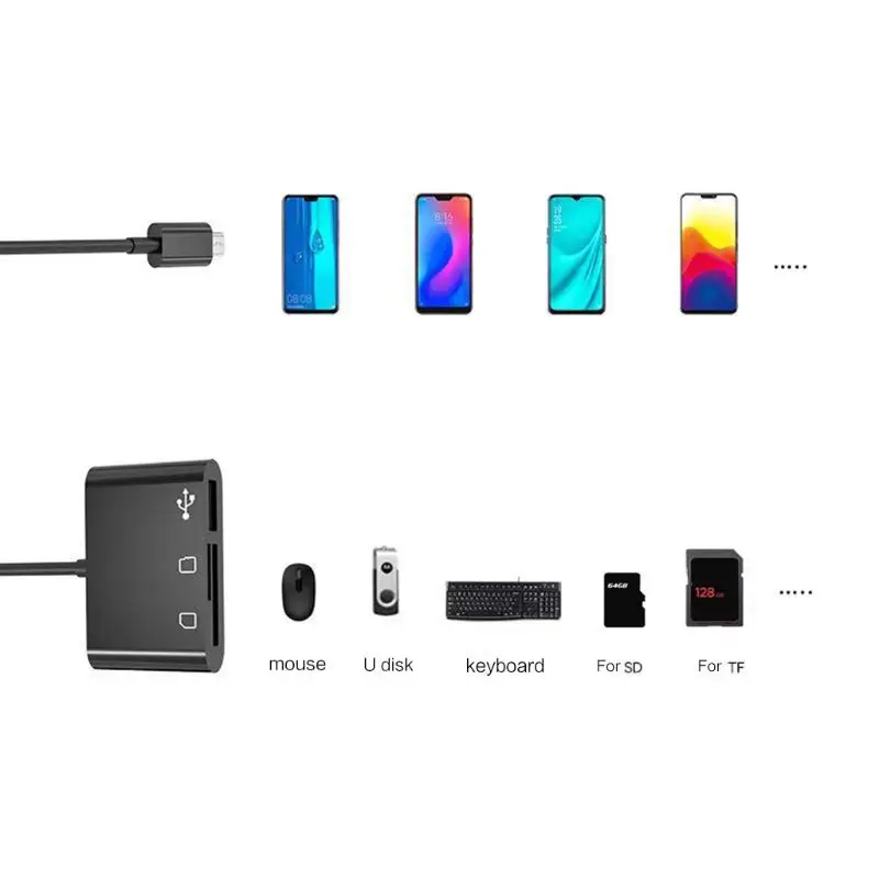 Многофункциональный адаптер 3 в 1 Micro USB для чтения карт Поддержка Micro SD/TF карты для мобильного телефона мышка с камерой флэш-накопитель