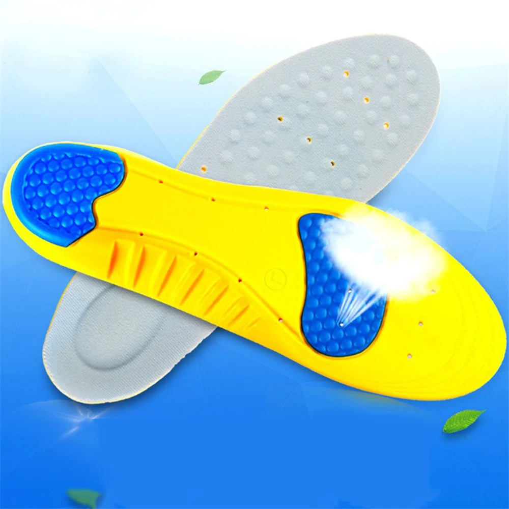 Memory Foam обувная стелька, смягчающая Подкладка Вставка для поддержки свода для обуви серый+ желтый ортопедические объемные стельки