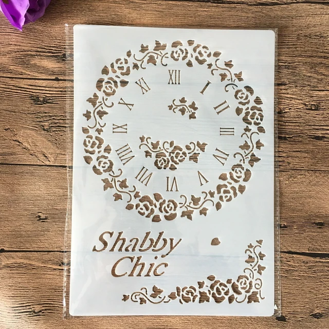 A4 size clock Flower Wall Painting Stencils Stamp Scrapbook Album Decorative Embossing Craft Paper DIY Flower Label Stencil 767