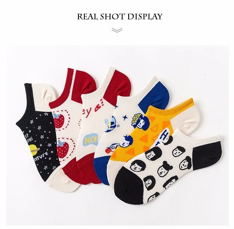 Calcetines Mujer Divertido Невидимый мультфильм лодка Короткие Skarpetki Damskie Chaussette Femme Courte счастье хлопок носки для женщин Meias
