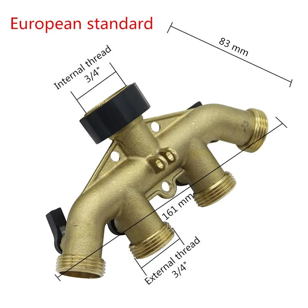 European standard Латунь Европейский/американский Стандартный 3/" резьба 4-полосная разветвитель с клапаном сад крана разъем для полива и орошения водяной контрольный клапан - Цвет: European standard