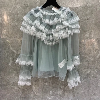 

2020 Spring New Women's Sweet Wild Piece Yarn Yarn Top 0505