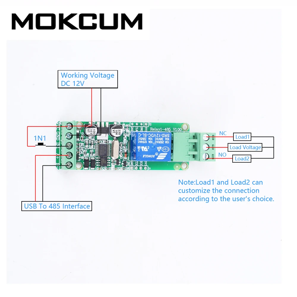 Rs485 Modbusrtu 12v 1bit Relay Module Relay Rele 12v Relay Module