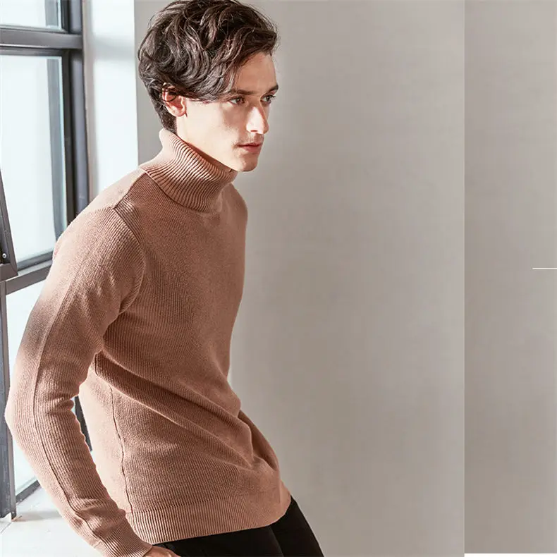 MuLS Sweater Men Pullovers High-Neck Cotton Turtleneck Sweater Jumpers Christmas Red Autumn Winter Thick Warm Male Knitwears DropShip 6