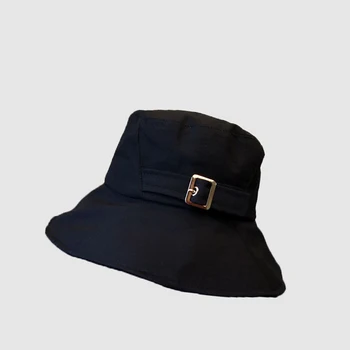 

Hat female summer thin fisherman hat Japanese decorative buckle basin hat literary sun hat