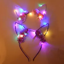 Светодиодный головной убор в форме лисы, кролика, кошки, светодиодный головной убор, вечерние светильник, мигающий, вечерние головные уборы, рождественские аксессуары для волос, светящиеся Вечерние