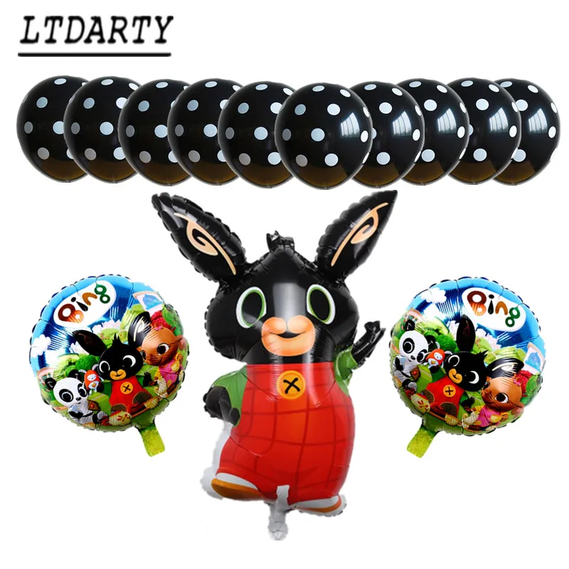 13pcs as picture 15 шт. 86*60 см Bing Банни фольгированные шары мультфильм кролик Воздушные шары 12 дюймов красный черный горошек латексные шары День рождения Декор поставки T - Цвет: 13pcs as picture