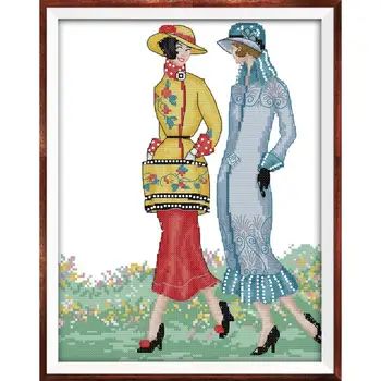 

Joy Sunday My Fair Lady Cross Stitch Kits 11&14CT Cross Stitch Sets Portrait Pattern Cross-Stitch Kit Embroidery Kits Needlework