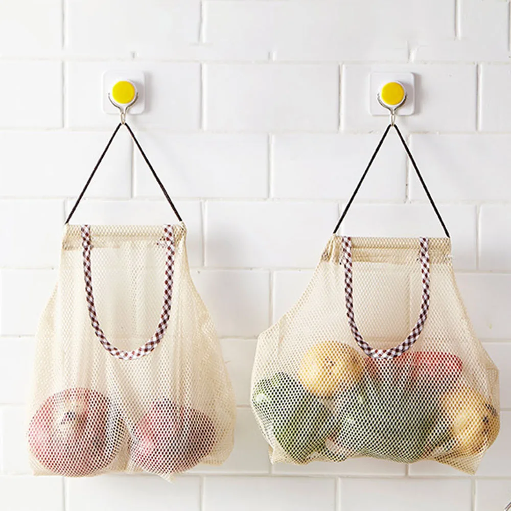 

Space-saving Storage Bags Hangable Hanging Mesh Bag Kitchen Ginger Onion Fruits Vegetable Garlic Multifunctional Hollow Tote