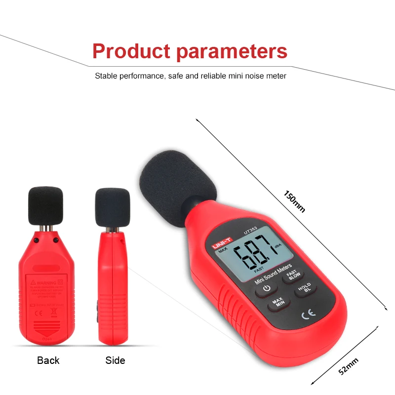 Измеритель уровня шума UNI-T UT353 дБ метр 30~ 130 дБ Мини аудио измеритель уровня звука децибел монитор