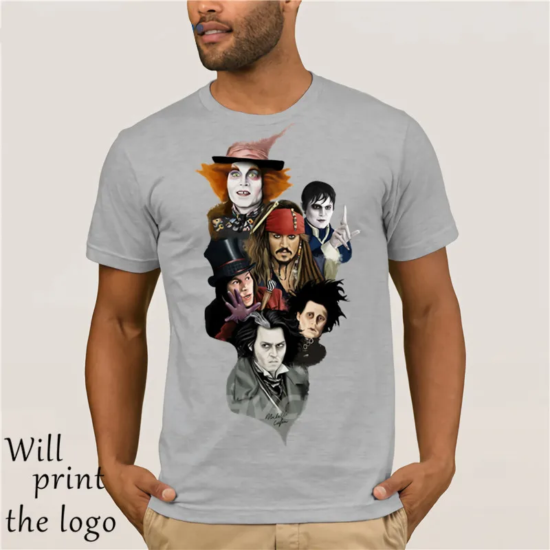 Суини Тодд, Эдвард сissorhands, Вилли Вонка, Джек Воробей, Барнабас Коллинз, Madhatter. Рубашки для мальчиков - Цвет: light grey