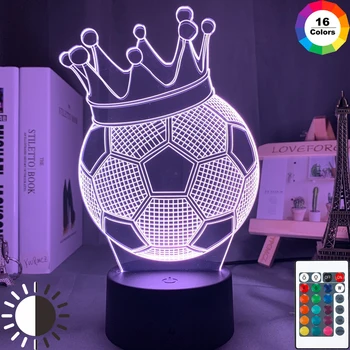 

3d Illusion Kids Night Light Football Crown 7 Colors Changing Nightlight for Child Bedroom Atmosphere Soccer Room Desk Lamp Gift
