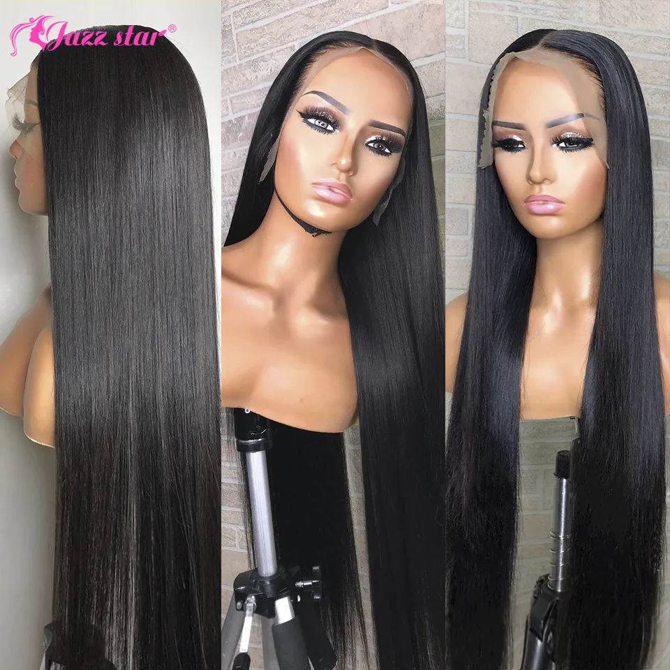 32 inch Straight Lace Front Wigs Transparent Lace Frontal Human Hair 13x4 Front Wigs Pre Plucked Jazz Star