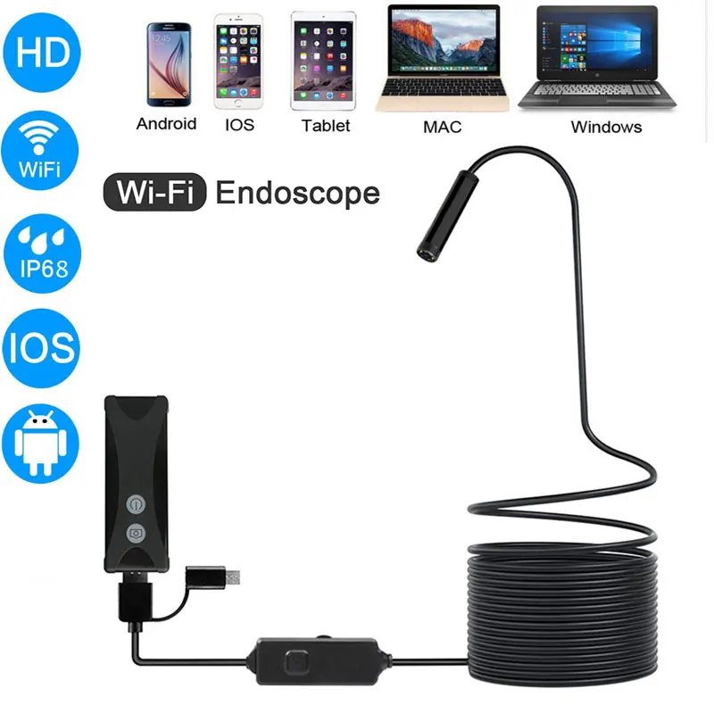 Wifi эндоскопическая камера HD 1200P мини беспроводная Wi-Fi бороскоп для Android ПК IOS endoskop