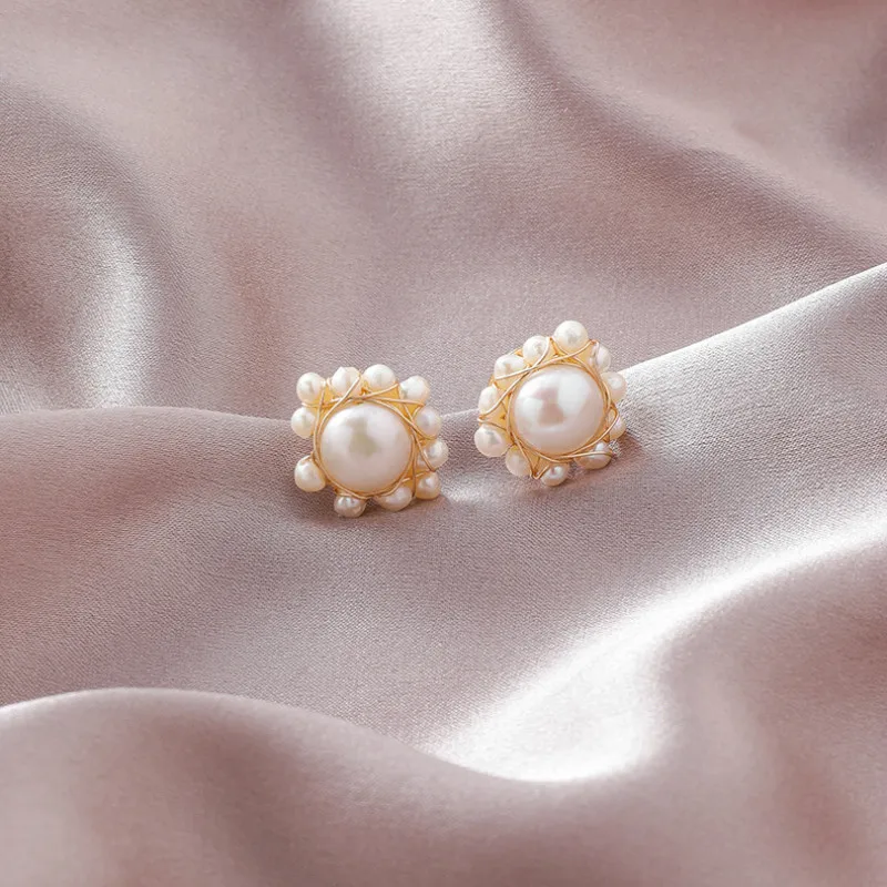

Classic Round Pearl Simulated-pearl Women Stud Earrings Retro Round Pearl Earrings Jewelry Earrings
