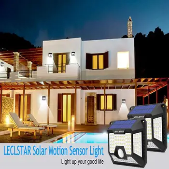 

140/128 LED Solar Light Outdoors Wall Lamp Garden Lights Street Lamp Waterproof Powered Sunlight Motion Sensor Decoration Garden