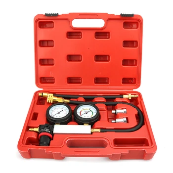 

TIOODRE Cylinder Leak Tester Compression Leakage Detector Kit Set Petrol Engine Gauge Tool Double Gauge System Automobile Tools