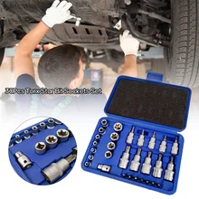 1/4 3/8 1/2 дюймовый накопитель звездообразная гнездо набор 30 шт. мужской женский Torx звезда Socket Набор бит E& T розетки набор Бит Torx с местом для хранения Чехол