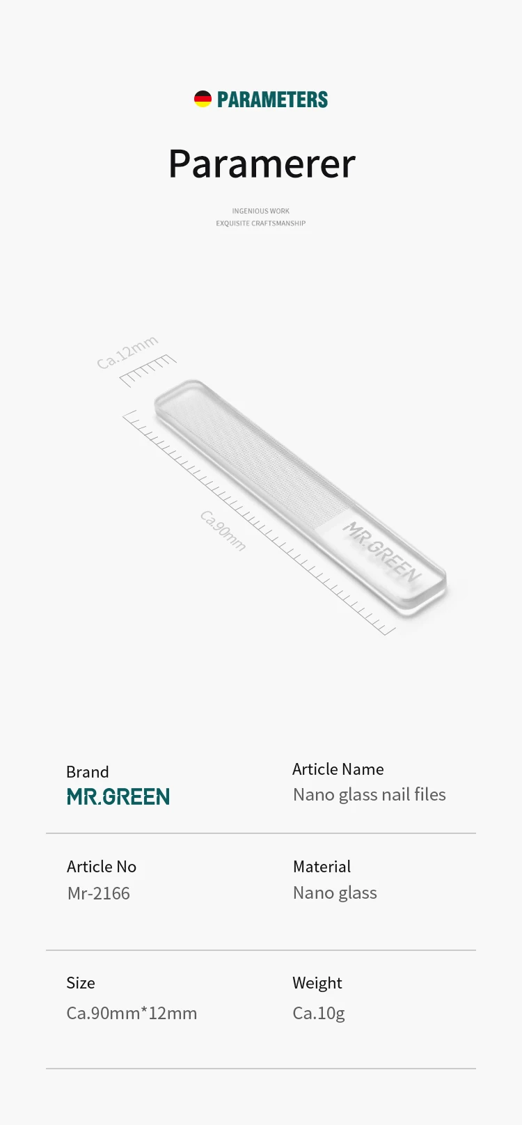 MR.GREEN Nano steklene pilice za nohte 18
