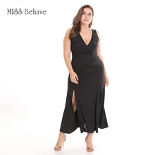 Европейское и американское платье большого размера, стиль, однотонное вязаное платье без рукавов с разрезом, сексуальное платье