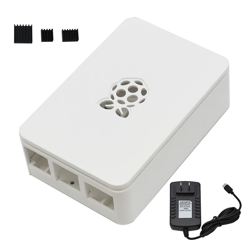 Для Raspberry Pi ABS чехол Корпус коробка V4 с радиатором+ 5 V/3a Питание для Raspberry Pi 4B