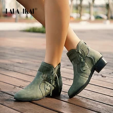 LALA IKAI/женские ботильоны; сезон осень-зима; Водонепроницаемая Обувь На Шнуровке; женские ботинки «Челси» из искусственной кожи на молнии с бахромой; WC4747-4