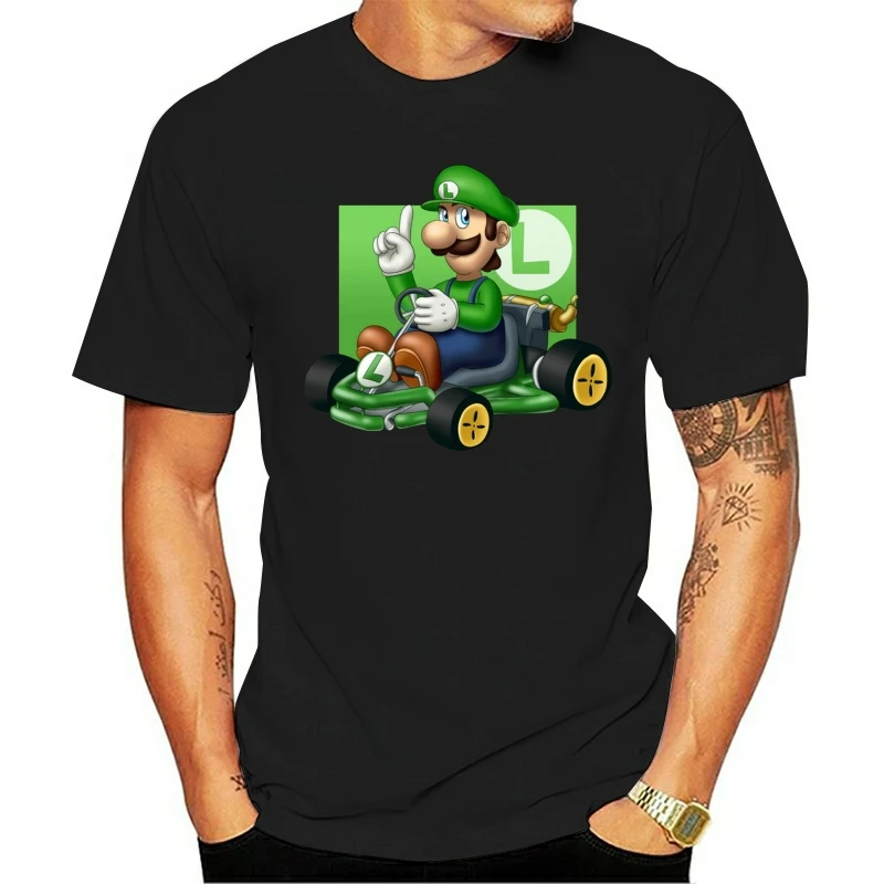 Luigi Mario Kart футболка для взрослых унисекс хлопок Размеры Забавный номер игра Гонки