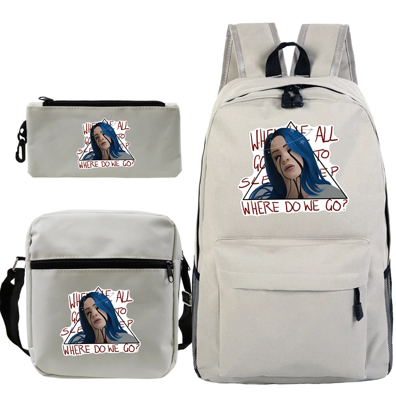 Billie Eilish 3 шт./компл. школьные сумки для подростков, для мальчиков и девочек, рюкзак Для женщин Для мужчин Billie Eilish Mochila Рюкзаки+ ручка сумки