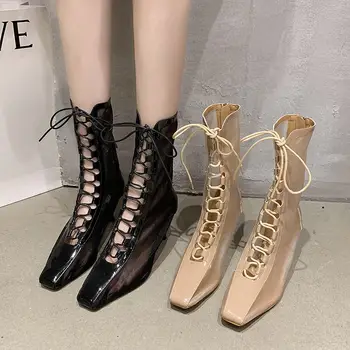 

Boots Mesh Sandals High-heeled Sandals Fashion Mesh Sandals Boots 2020 New Summer Mesh Thin-heeled Sandals Hollow Summer Boots