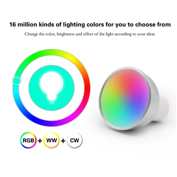 

RGB+WW+CW LED Smart Light Bulb 5W GU10 WiFi App Control with Alexa and Google UK GU10 MR16 Led Bulb E27 E14 6W 220V Beam Angle 2