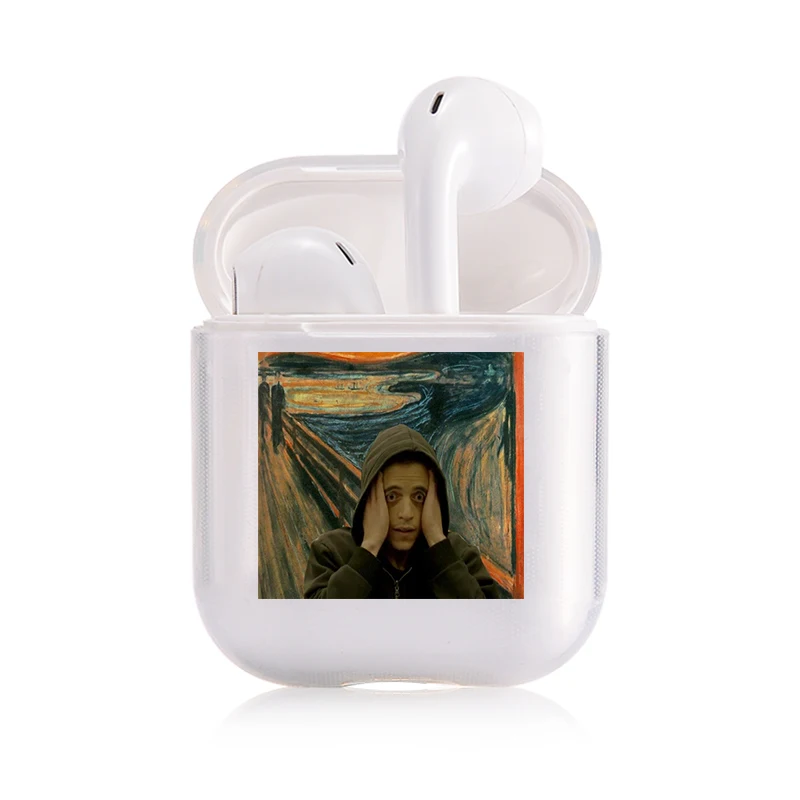 Забавный чехол знаменитостей для наушников Apple airpods, чехол Mona Lisa Jesus Van Gogh Bluetooth Pop AirPods, прозрачный жесткий чехол - Цвет: I050096