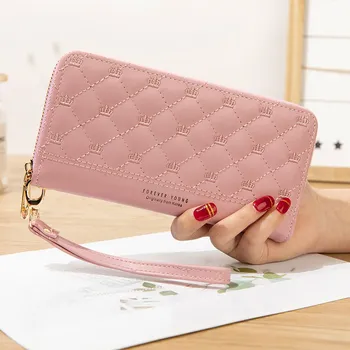 

Women's Long Wallets PU Leather Embroidery Thread Ladies Purses Multi-card Fashion All-match Mobile Phone Bag Wholesale Wallet
