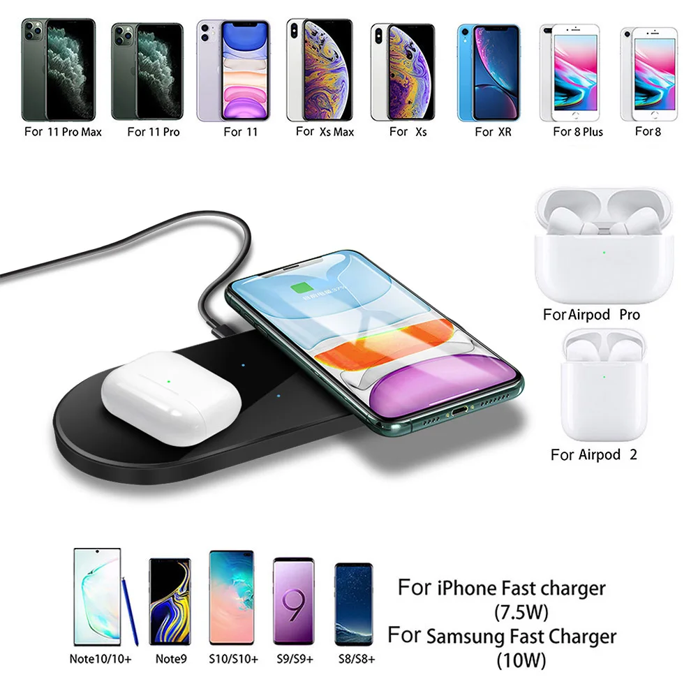 Беспроводное зарядное устройство FDGAO 20 Вт 2 в 1 для Airpods Pro iPhone 11 XS XR X 8 с двойной