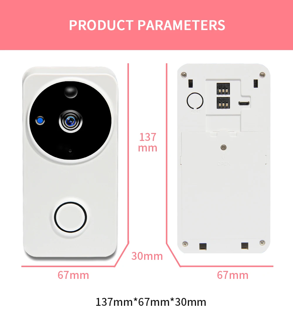 INQMEGA Video Doorbell Smart Wireless WiFi Security Door Bell Visual Recording Home Monitor Night Vision Intercom door phone