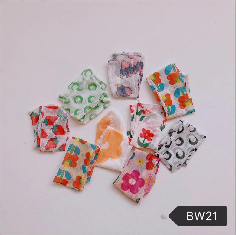 Korean Summer Thin Section Cartoon Gauze Children Bunching Socks Qinfu Breathable Flower Moon Men And Women Children Crew Socks