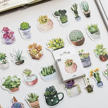 

50 pieces Hand Book Stickers Succulent Feeling Shaped Sealing Stickers