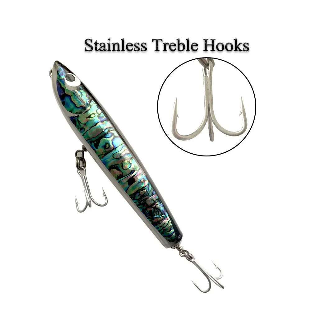 Otomin Abalone Shell Stick приманки тройные Крючки 100 г Топ воды деревянный GT тунец Троллинг приманка карандаш лодка рыбалка искусственная приманка - Цвет: Per pcs