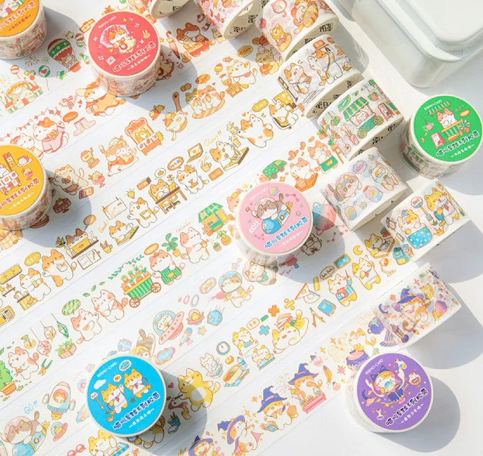 

8PCS/LOT Happy Cat Planet Cute Cartoon Colorful Masking Tapes 30mm*5M DIY Scrapbooking Children Gift Free Shipping