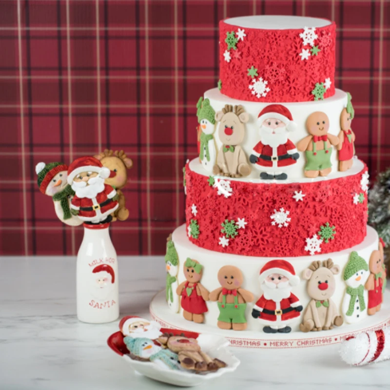 Рождественского печенья прессформы Fondant(сахарная) тортов украшения инструменты, силиконовые формы Sugarcrafts д шоколад оборудование для выпечки тортов Gumpaste Fimo игровое тесто