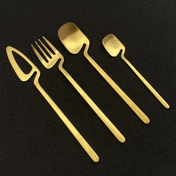

4Pcs Matte Gold Cutlery Set 304 Stainless Steel Dinnerware Dinner Knife Coffee Spoon Fork Tableware Silverware Accessories