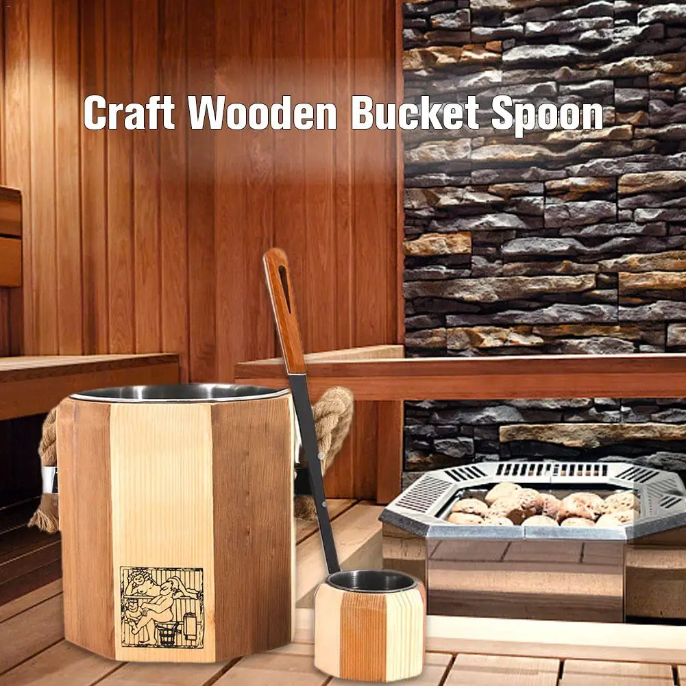 

Sauna Wooden Bucket and Ladle Kit,Sauna Accessories with Liner for Sauna & SPA-Made of Premium Finland Pinewood,Pinus silvestris