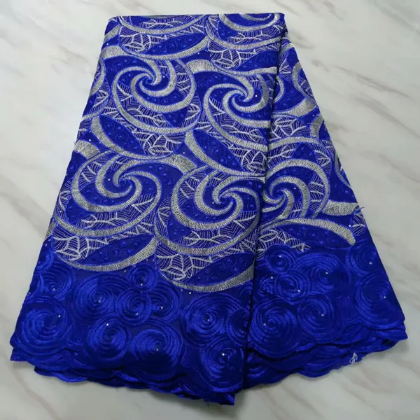 Новейшая африканская кружевная ткань высокое качество нигерийская вышитая Цветочная сетка кружева французская восковая кружевная ткань для женского платья Шитье - Цвет: royal blue