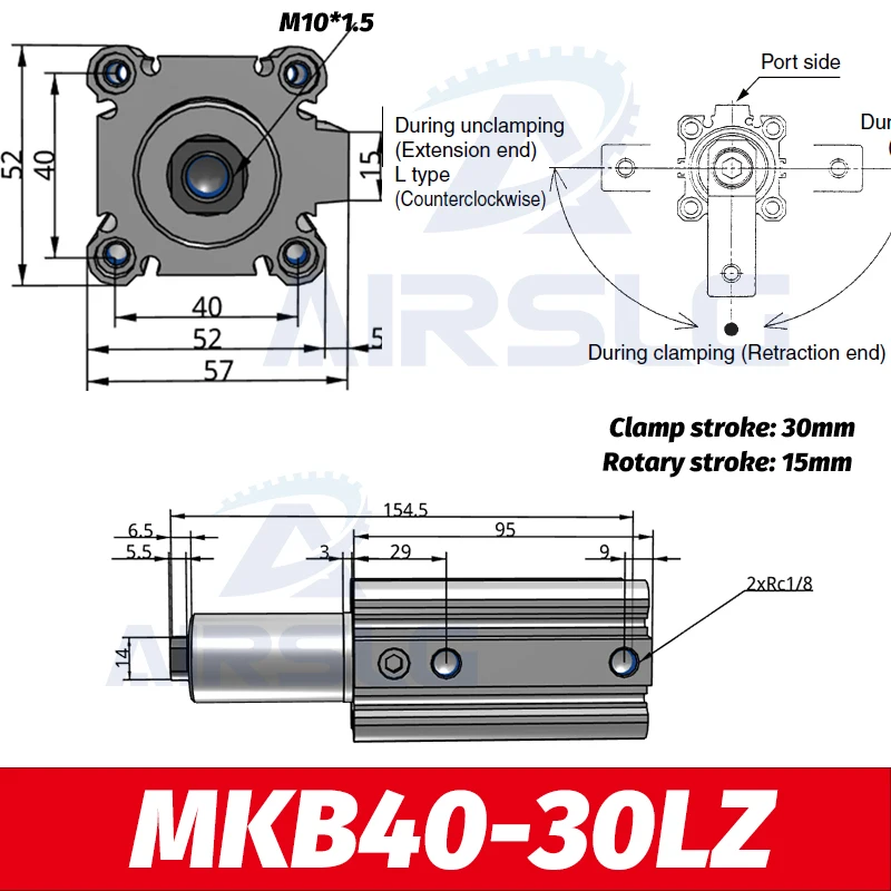 MKB40-30LZ MKB Поворотный Зажим цилиндра вращающийся вниз зажимного цилиндра MKB40-20LZ MKB40-30RZ MKB50-10LZ MKB50-10RZ MKB50-20LNZ MKB50-50RNZ - Цвет: MKB40-30LZ